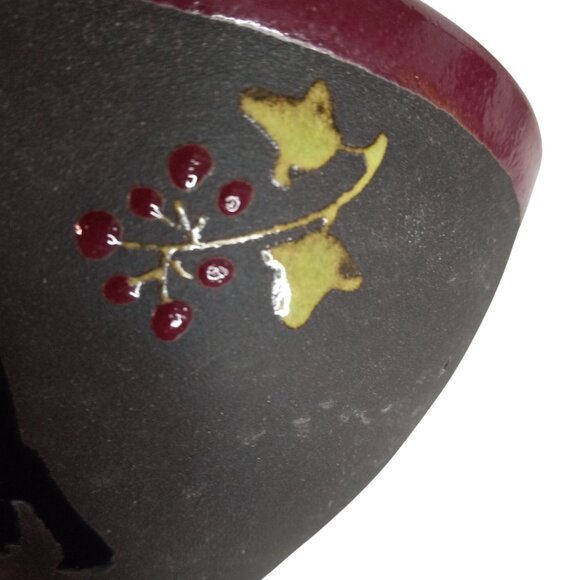 Boot Hill Pottery Bowl Moose Berry Design Serving Cereal Rustic Signed - Picture 5 of 8